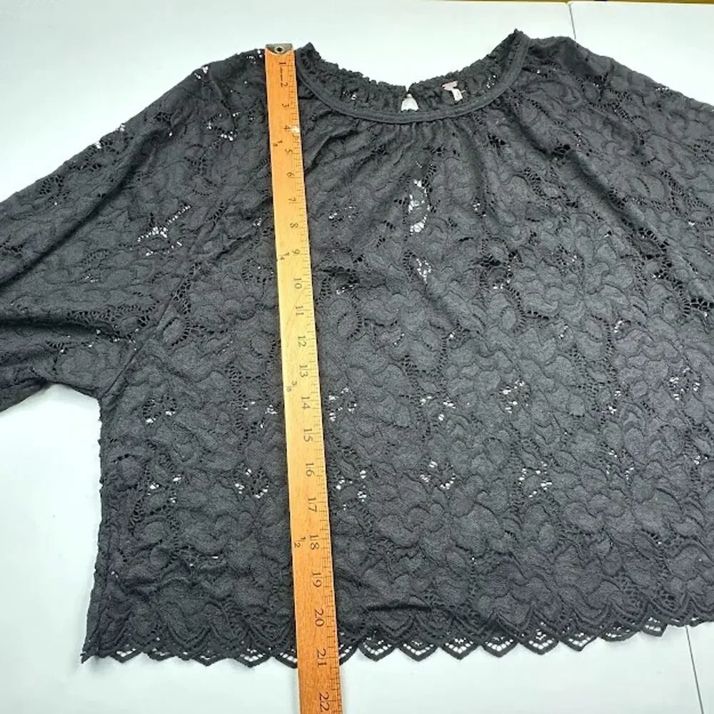 Free People Top Womens Extra Small Black Lace Whimsigoth Dark Fairy Romantic